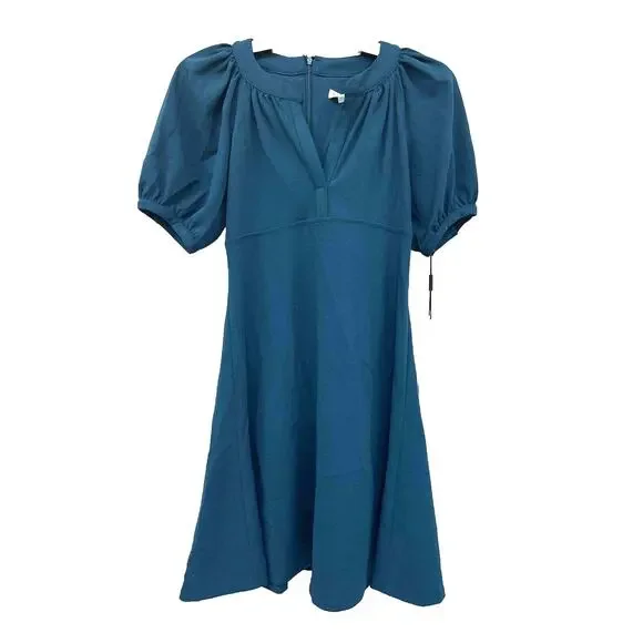 Calvin Klein Petite Puff-Sleeve A-Line Dress - Cypress - Size 2P